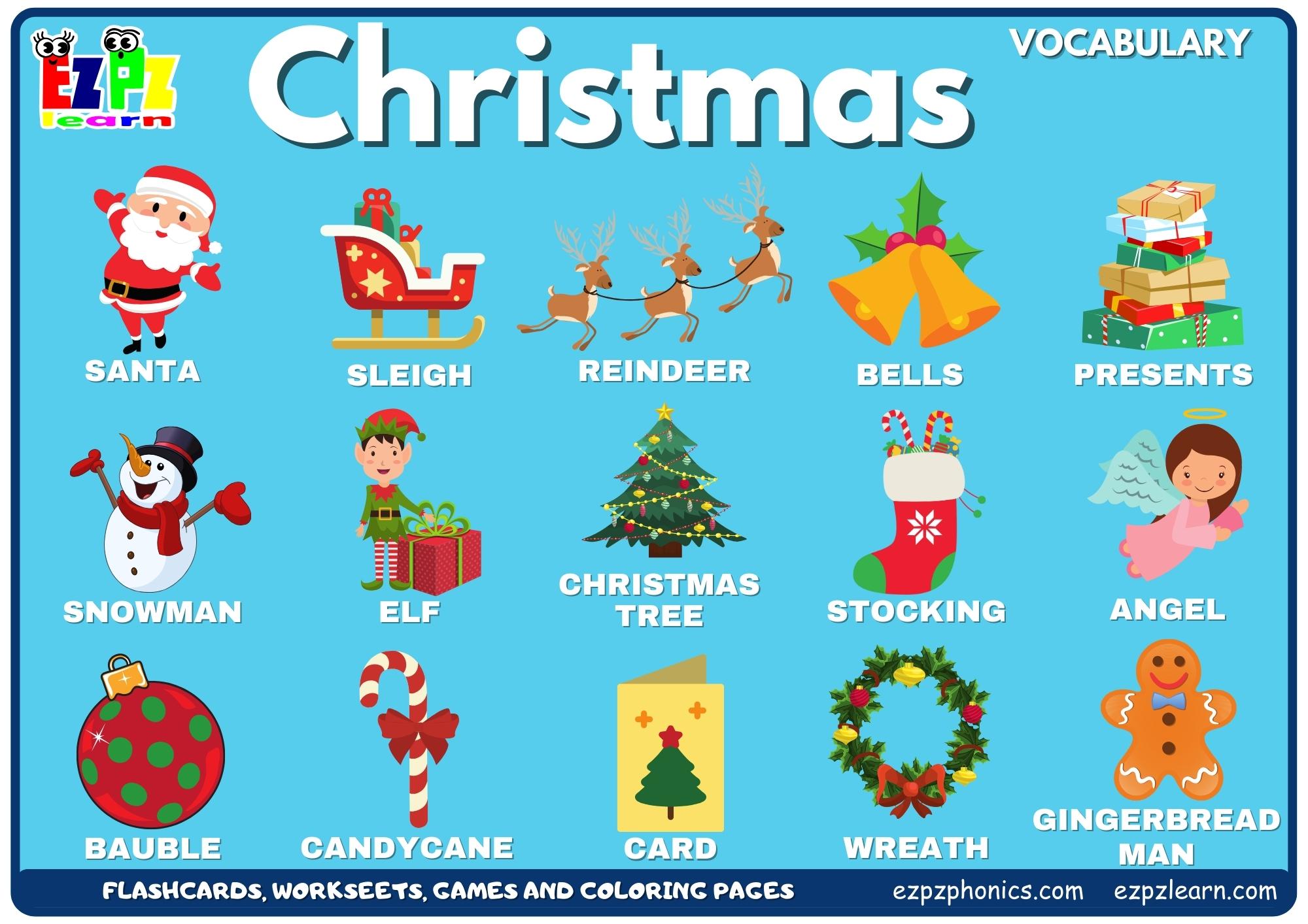 Christmas Vocabulary Picture Dictionary Join Now for Free Flashcards, Worksheets and Coloring Pages
